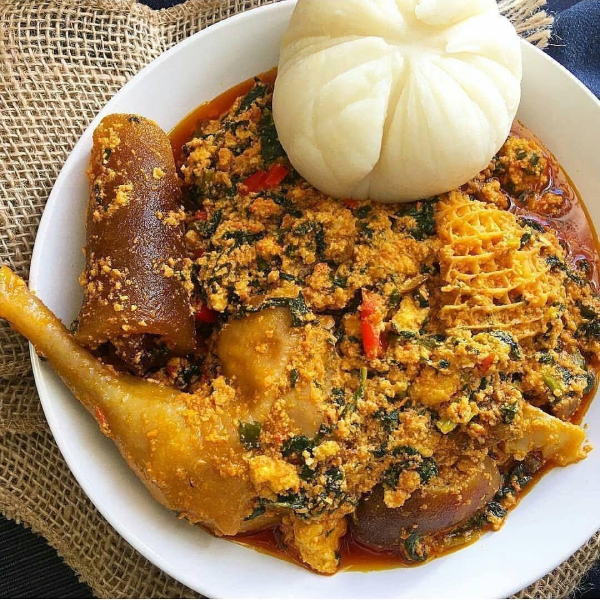 750ml of Egusi Soup with Beef and assorted meats &Medium size Poundo